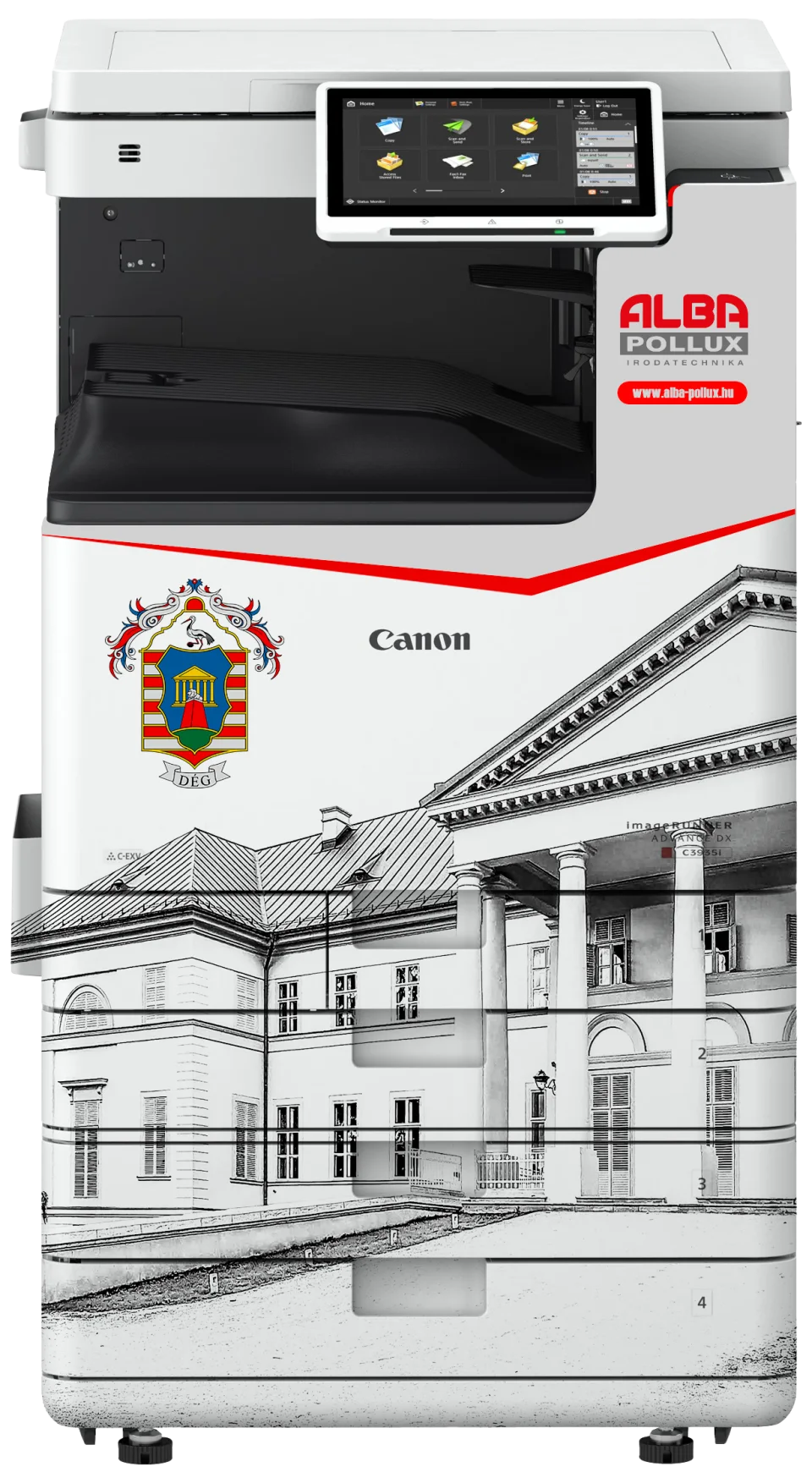 Canon imageRUNNER ADVANCE DX C3935i önkormányzati arculat dizájnnal fóliázva